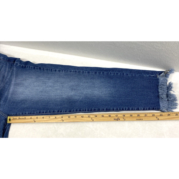 Kancan Jeans Junior Size 13 Destroyed Medium Wash Denim Straight Stretch Hi Rise - Picture 9 of 12